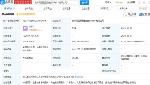 阿里巴巴成立智融數字技術公司，注冊資本1億元加碼信息技術咨詢服務